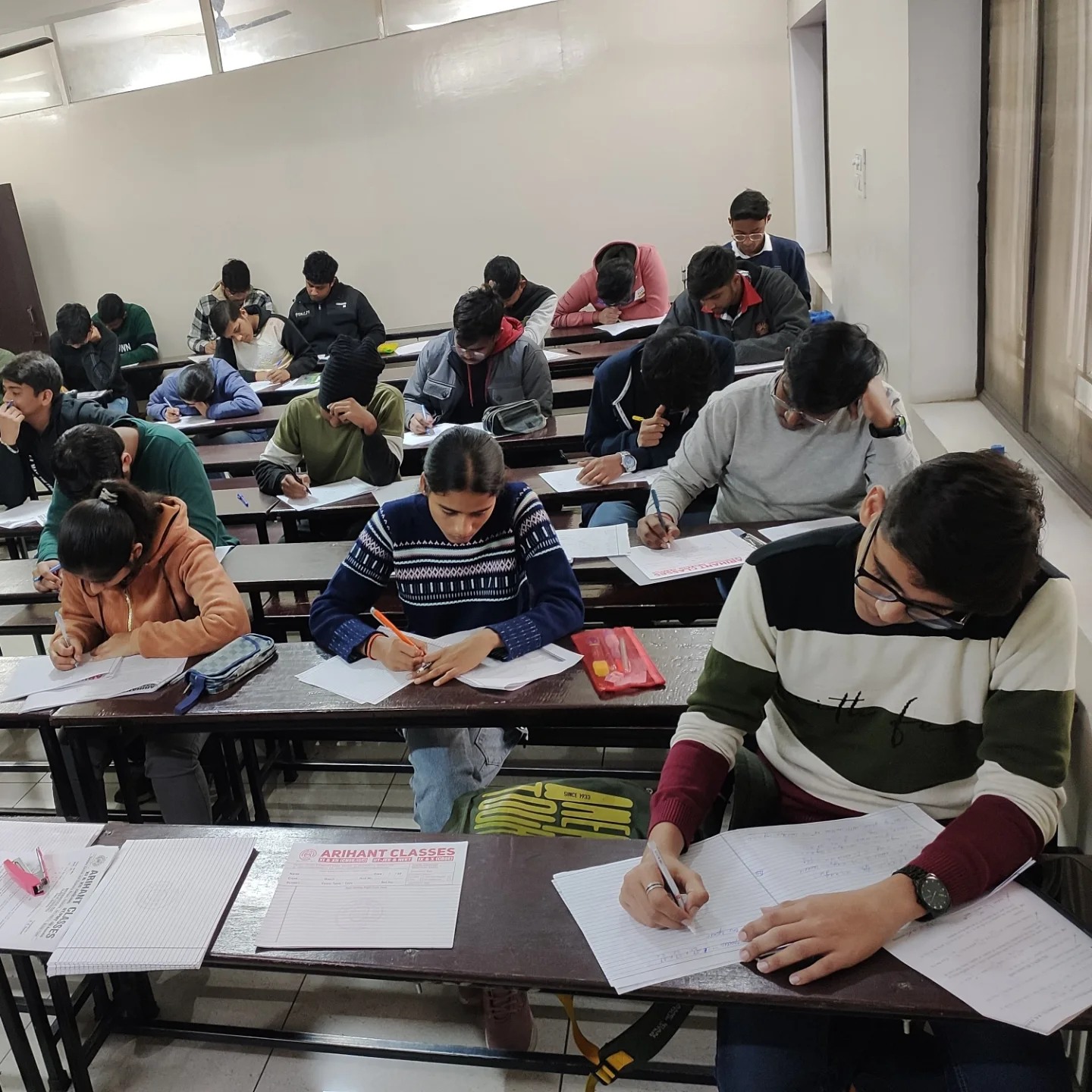 Students practicing for exams